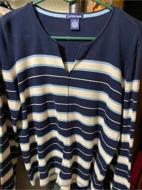 Jackie Blue Navy & Cream Striped Sweater
